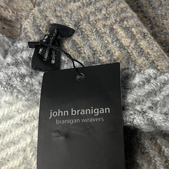 NWT John Branigan Scarf B Offset 12 Multi Beige Chevron/ Herring Bone - Picture 5 of 6